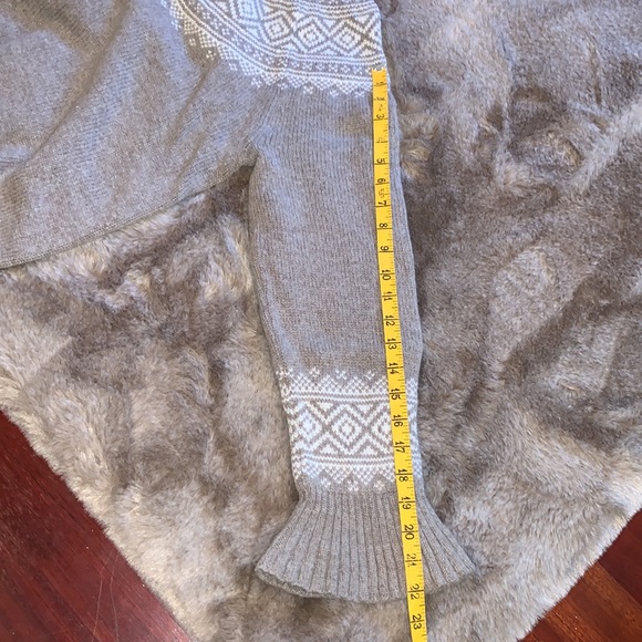 J CREW Wool Fisherman Nordic Sweater Fair Isle Ruffle Sleeve Neutral Preppy - Picture 12 of 12